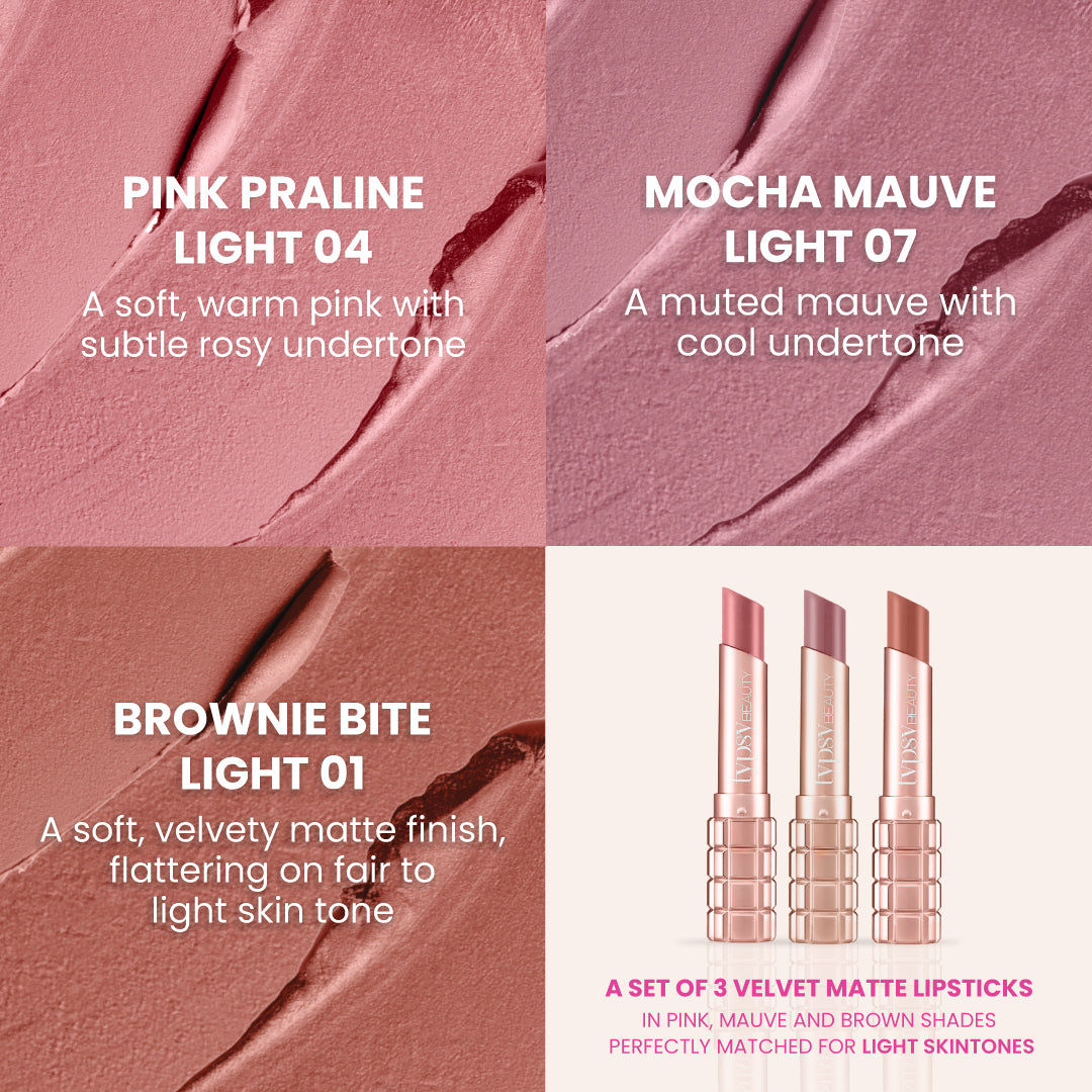 LIGHT TRIO COCOA PEPTIDE VELVET MATTE LIPSTICK COMFORT MATTE LIPSTICK