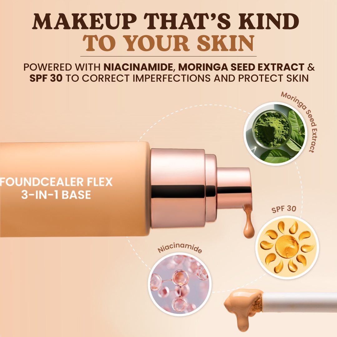 Foundcealer Flex skin-loving formula - niacinamide, moringa, SPF 30