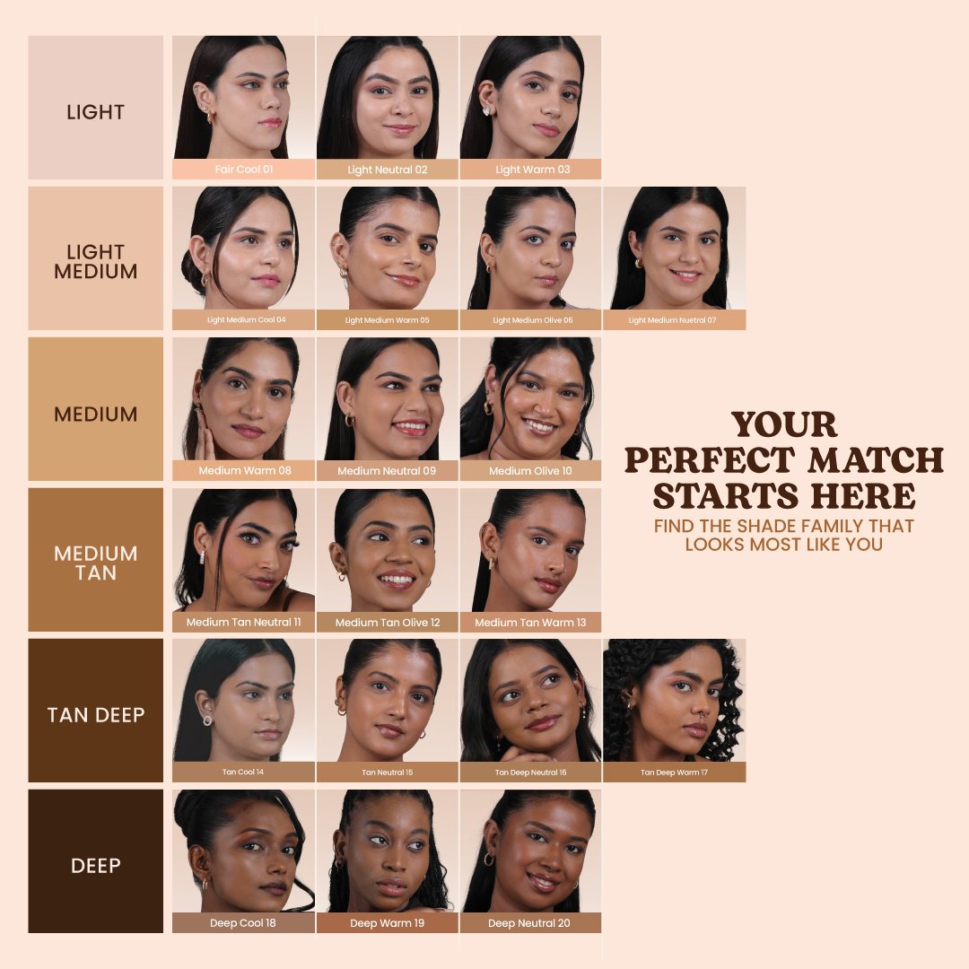 Foundcealer Flex shade match - real models across skin tones