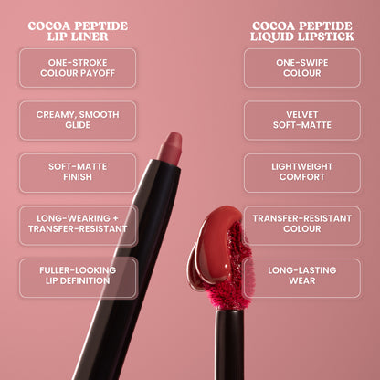 Cocoa Peptide Liquid Lipstick & Lip Liner Duo