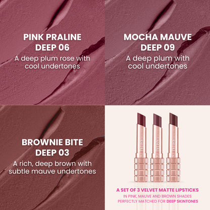 DARK TRIO COCOA PEPTIDE VELVET MATTE LIPSTICK COMFORT MATTE LIPSTICK