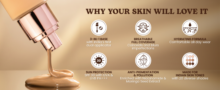 3-in-1 base: full coverage, SPF, all-day wear